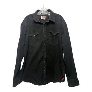 Wrangler Mens Black Pearl Button Snap Front Long Sleeve Western Shirt XL